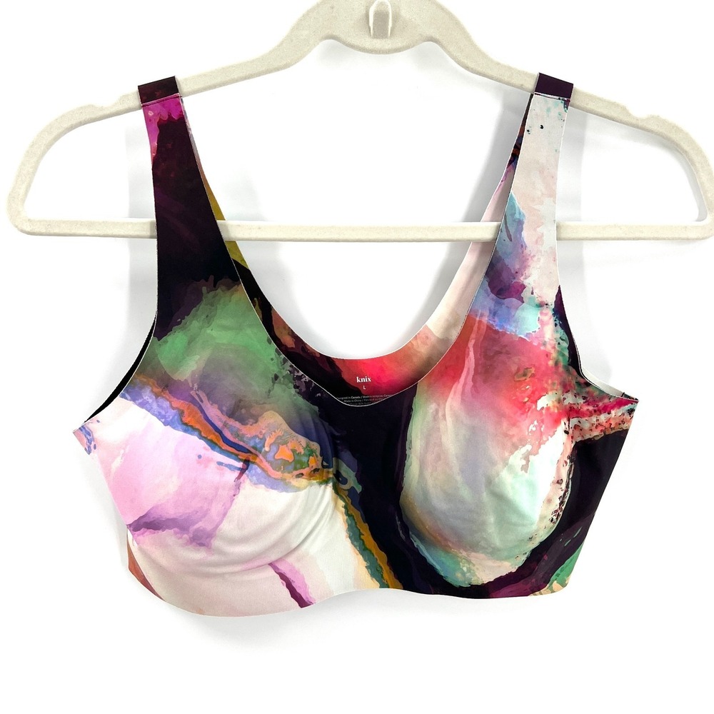 KNIX Catalyst marble colorful workout sports bra gym activewear L